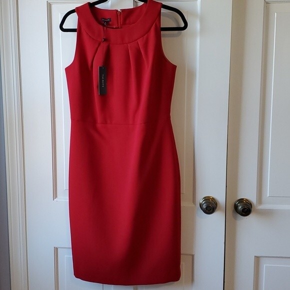 NWT TALBOTS RED WOOL BLEND SLEEVELESS SHEATH DRESS SIZE 6 OFFICE HOLIDAY - Picture 1 of 14